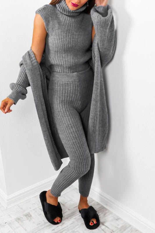 3 PIECE KNITTED ROLL NECK LOUNGE SET