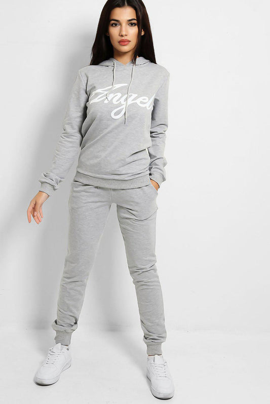 PLUS SIZE GREY ANGLE HOODED TRACKSUIT