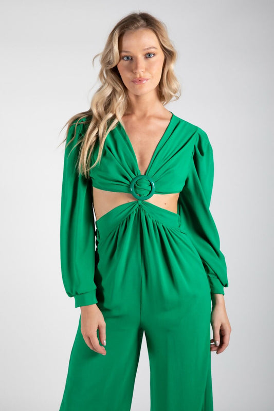 BALLOON SLEEVE CUT OUT JUMPSUIT