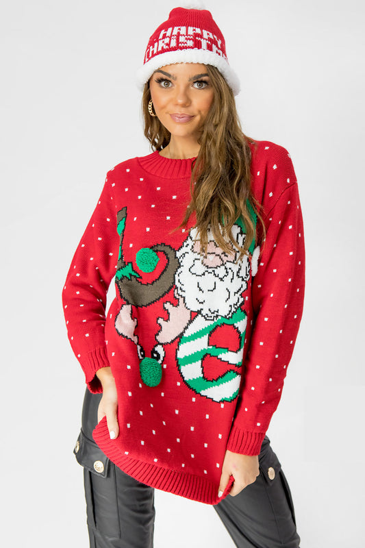 PLUS SIZE POM POM SANTA CHRISTMAS JUMPER